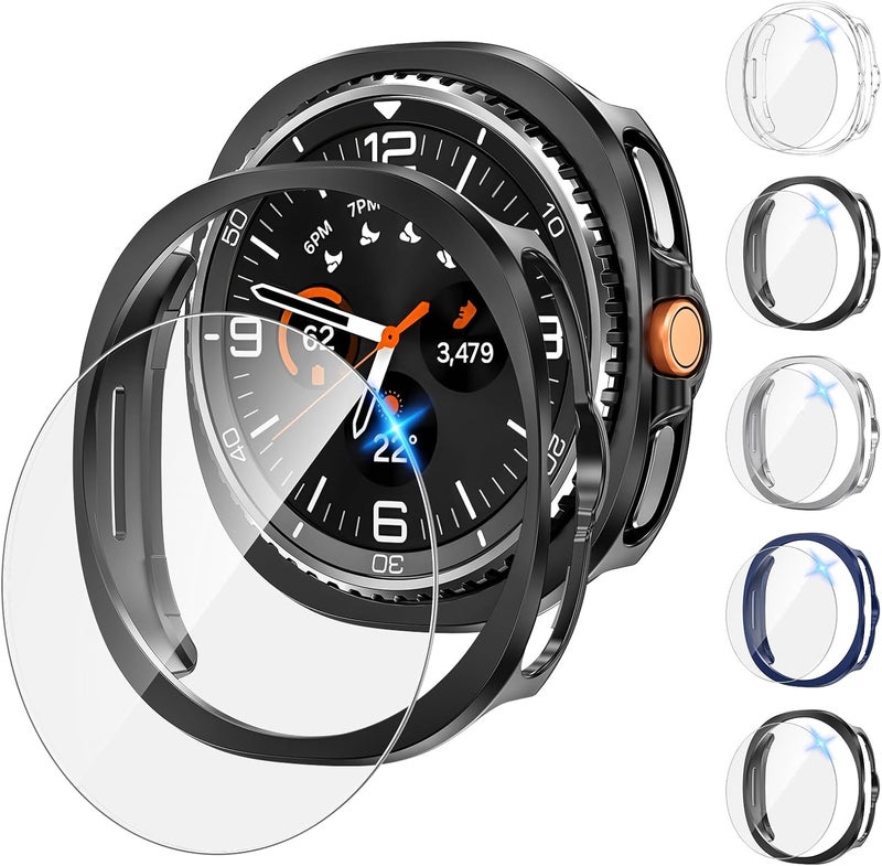 Tensea [5+5Pack for Samsung Galaxy Watch 8 Classic Screen Protector Case 46mm Accessories, Hard PC Bumper/HD Anti-Fog Tempered Glass Protective Film, Face Cover Set for Women Men - Image 1